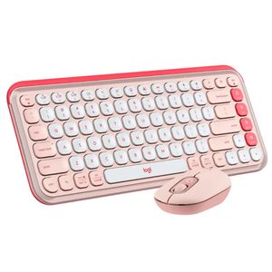 Kit Teclado y Mouse Logitech Pop Icon Bluetooth Multidispositivo Rosado