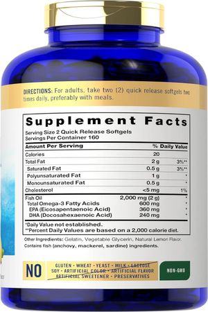 Carlyle Fish Oil Omega 3 Aceite De Pescado 320 Softgels