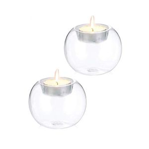Candelabro Redondo de Vidrio con Hueco para Velas