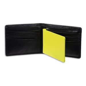 Calvin Klein billetera RFID de cuero para hombre, Negro/Amarillo neón