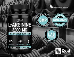 L- Arginine Arginina 3000mg - Vegano Zeal Natural