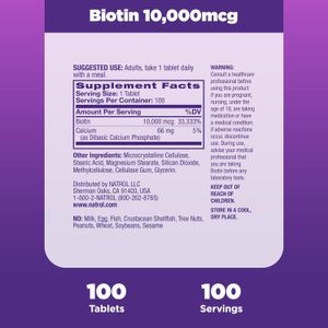 Biotin 10,000 MCG 100 Tabletas