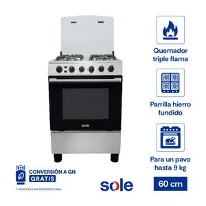 Cocina de Pie GLP Sole Punta Sal 4 Hornillas 60cm Gris