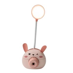 Lampara Led con Portalápiz Infantil Conejito Rosa con Sacapuntas