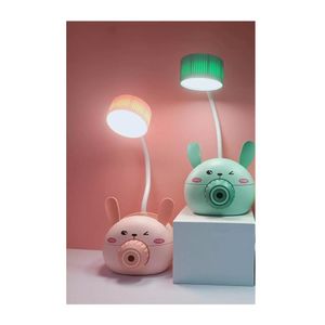 Lampara Led con Portalápiz Infantil Conejito Verde con Sacapuntas