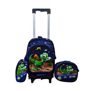 Mochila con Rueditas con Lonchera y Cartuchera para Niño Dino