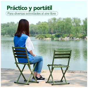 Silla Plegable 2 en 1 para Playa Jardín Camping Terraza Verde DD4