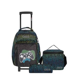 Pack Mochila Con Ruedas Carry On + Lonchera + Cartuchera Xtrem Run 5Xt Negro