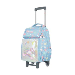 Pack Mochila Con Ruedas Carry On + Lonchera + Cartuchera Xtrem Run 5Xt Celeste