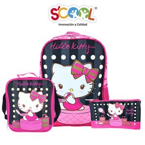 Pack Mochila + Lonchera+ Cartuchera Hellokitty De Tela
