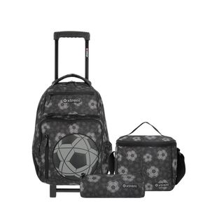 Pack Mochila Con Ruedas Carry On + Lonchera + Cartuchera Xtrem Run 5Xt Grafito