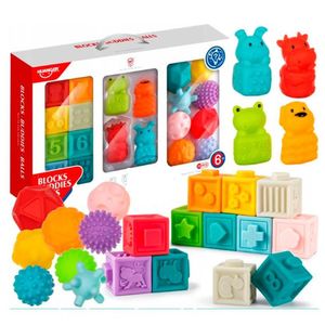 Set de Bloques Animalitos Y Pelotas Sensoriales Texturizadas