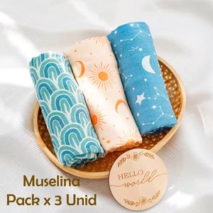 Manta Muselina para Bebé 100% Algodón Pack x 3 Unidades SMT54