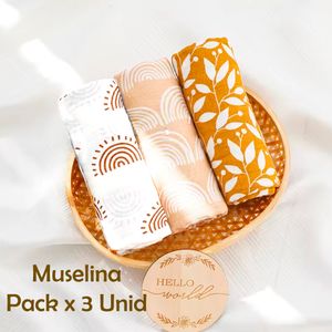 Manta Muselina para Bebé 100% Algodón Pack x 3 Unidades SMT53