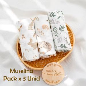 Manta Muselina para Bebé 100% Algodón Pack x 3 Unidades SMT51