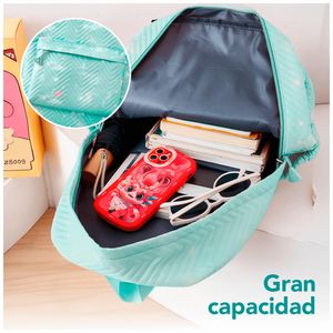 Mochila Kawaii 3 Piezas Porta Laptop 15,6" Verde BP1