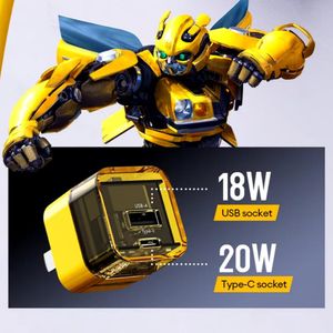 Cargador TRANSFORMERS TF-K05 de 20W Carga Rápida USB-C / USB-A Amarillo