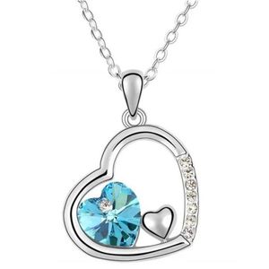 Set de Joyas Collar y Aretes GeniekaTurquoise Heart Bisuteria Regalo
