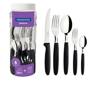 Jgo De Cubiertos X30 Pzas Ipanema Negro Acero Inox
