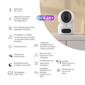 Cámara de seguridad inalámbrica WiFi H7C Dual 2K⁺ & 2K⁺ para exteriores + Micro SD 128GB - Ezviz