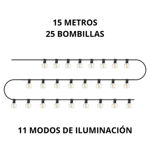 Guirnalda Solar Colgante 25 Focos 15 Metros Luces LED con Control 98