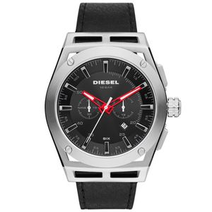 Reloj Diesel Timeframe DZ4543 Para Hombre Fecha Cronómetro Acero Inoxidable Correa de Cuero Negro