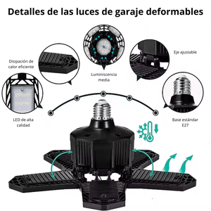 Foco Luz LED 5+1 de Garaje 80W Paneles Ajustables Lámpara E27 SA-T8