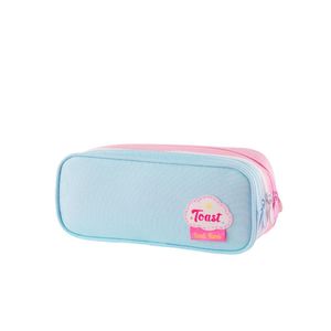 Cartuchera multicapa toast macaron – Celeste rosado