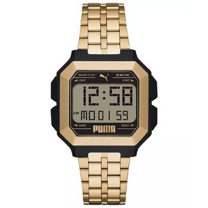 Reloj Puma Remix P5052 Digital Luz de Fondo Correa de Acero Inoxidable Dorado
