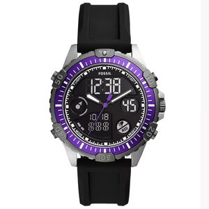 Reloj Fossil Garret FS5882 Digital Analógico Luz de Fondo Correa de Silicona Negro