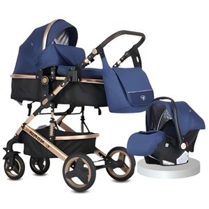 Coche Moisés Ebaby Lumiere con Porta Bebé y Pañalera Azul
