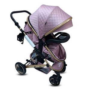 Coche Moises de Lujo Ebaby Lovy Baby con Portavaso Rosa