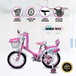 Bicicleta para Niñas Aro 12 Hi Liry II con Canasta Rosa