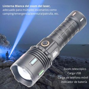 Linterna LED con Luz Blanca Zoom Laser 5 Modos 2000M LIDIMI LD-L492A