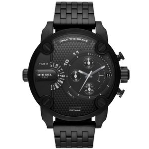 Reloj Diesel Little Daddy DZ7444 Doble Hora Fecha Cronómetro Acero Inoxidable Negro