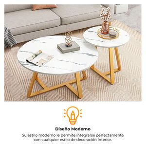 Mesa de Centro Moderna de Metal y Madera 2 Piezas