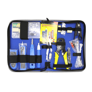 Kit redes Crimpeador + Testeador + Rastreador cable + Detector corriente + 15 Adaptadores Rj45 Rj11