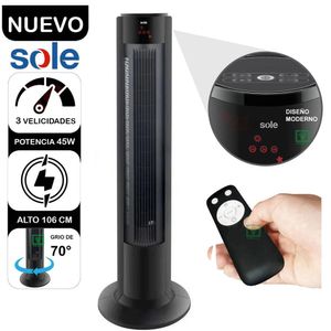 Ventilador de Aire Sole Tipo Torre - SOLAIR018 - Negro