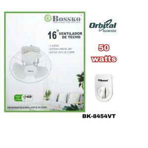 Ventilador de Techo Orbital Bossko 16” Blanco - BK-8454VT
