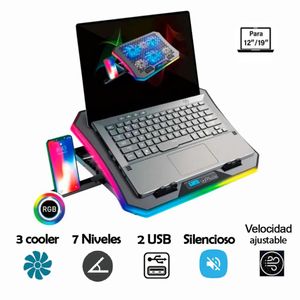 Cooler Teros Te-7130n Rgb Con 7 Niveles Hasta 19 Pulgadas