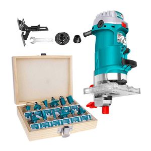 Fresadora De Palma 500w Total ¼ Set De Fresas Ruteadora 6mm