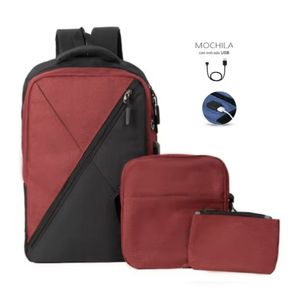 Mochila Pack 3 en 1 Cruzado Porta Laptop - Rojo