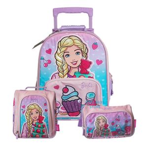 Set Escolar Primaria Maleta, Lonchera y Cartuchera Barbie Cupcakes