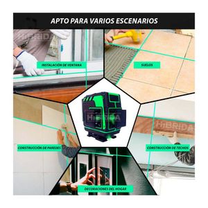 Nivel Láser Verde 12líneas Multiuso 2 Baterías Recargable Más Trípode
