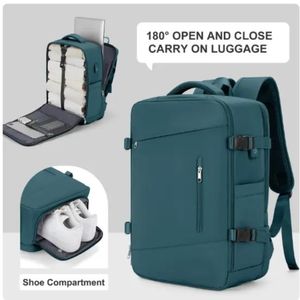 Mochila Viajera para Cabina Compartimiento Laptop Verde Dark