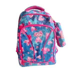 Set Mochila Cartuchera Juvenil 3 Cierres Diseño Corazones 2