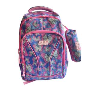 Set Mochila Cartuchera Juvenil 3 Cierres Diseño Mariposasitas