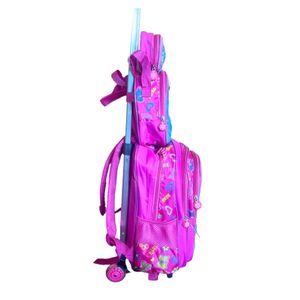 Set Mochila Lonchera Cartuchera Luces Ruedas Eva 3D Princesa C