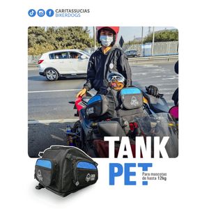 Mochila Transportador Perros y Gatos Hasta 12 kg Caritas Sucias Tankpet Azul