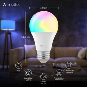 Foco inteligente Nexxt led multicolor 9W, 800 lúmenes
